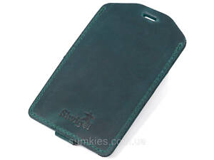 Матова шкіряна бірка на валізу Shvigel 16557 Зелений