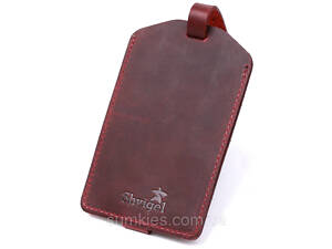 Матова вінтажна шкіряна бірка на валізу Shvigel 16558 Бордова