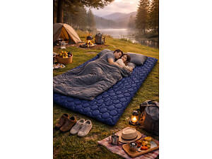 Матрац килимок надувний NMN-206 туристичний з подушкою з чохлом 190 х 120 х 5 см Синій