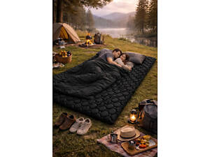Матрац килимок надувний NMN-208 туристичний з подушкою з чохлом 190 х 120 х 5 см Чорний