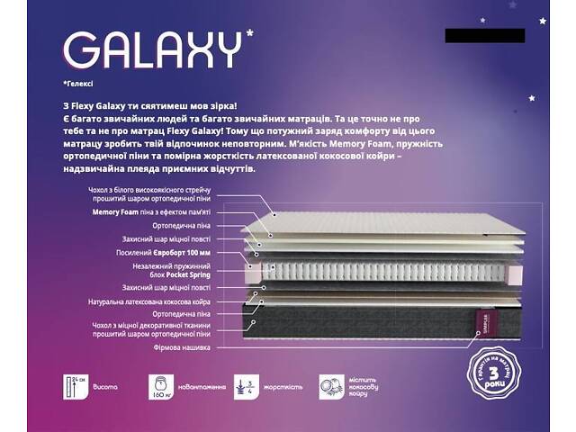 Матрац ортопедичний Simpler Flexy Galaxy 70x190 см - Фото 5