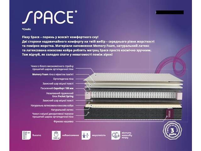 Матрац ортопедичний Simpler Flexy Space 90x200 см - Фото 5
