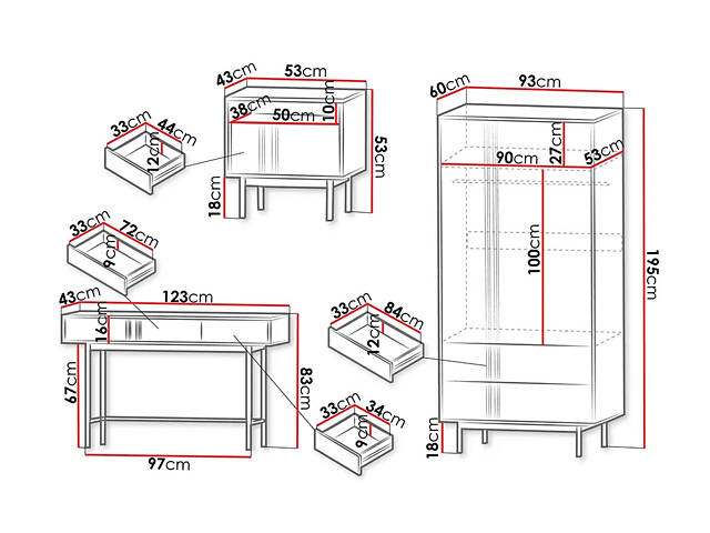 Мебель для спальни Alsy II, антрацит / светлый беж - Фото 2