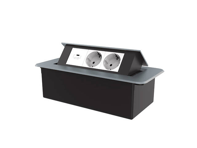 Меблева розетка з плавним відкриттям, USB Type-C Power Delivery 45W Livolo білий в графіті (VL-SHS013-TC-UC45W-WP-G) - Фото 1