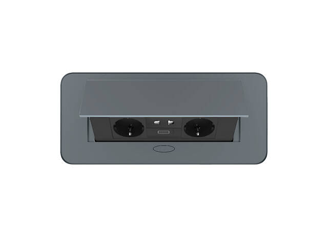 Меблева розетка з плавним відкриттям, USB, універсальна розетка 2 в 1 Livolo чорні в графіті (VL-SHS013-2TC-T25-UA-BP-G) - Фото 3