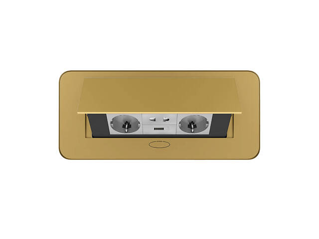 Меблева розетка з плавним відкриттям, USB, універсальна розетка 2 в 1 Livolo сірі в золотому (VL-SHS013-2TC-T25-UA-IP-A) - Фото 3