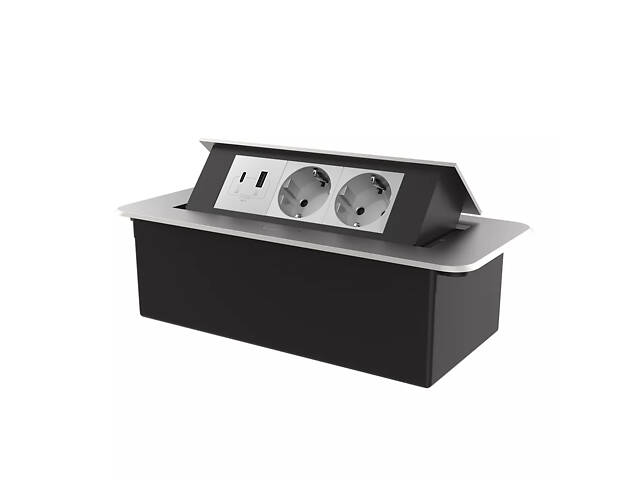 Меблева розетка з USB-A, USB-С, плавне відкриття, Power Delivery 36W Livolo cірий (VL-SHS013-FCTC-FCUA.UCIP-S) - Фото NaN