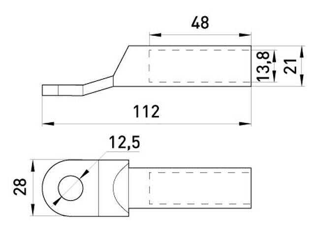 Мідно-алюмінієвий кабельний наконечник 95мм.кв M12 (1 шт.) [s038007] E.NEXT e.end.stand.ca.dtl.1.95 - Фото 2