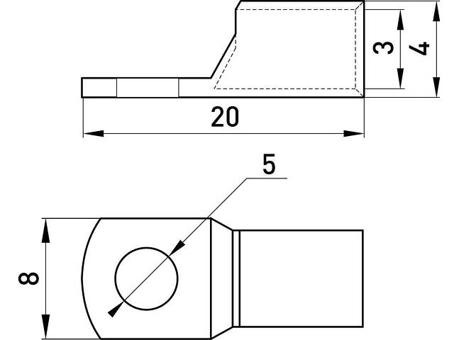 Мідний луджений кабельний наконечник 2.5мм.кв M5 (5 шт.) [s040031] E.NEXT e.end.stand.c.2.5 - Фото 3