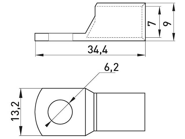 Мідний луджений кабельний наконечник 25мм.кв М6 (1 шт.) [s19026] e.end.stand.c.25 E.NEXT - Фото 3