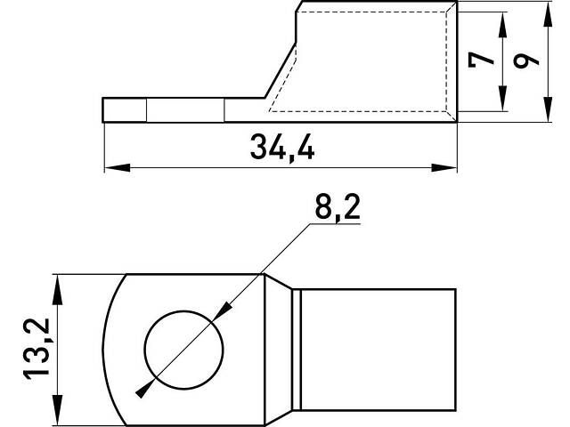Мідний луджений кабельний наконечник 25мм.кв M8 (5 шт.) [s040036] E.NEXT e.end.stand.c.25 - Фото 3