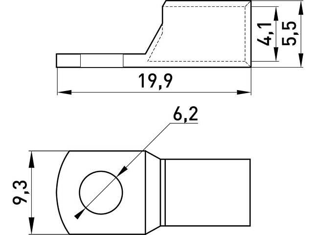 Мідний луджений кабельний наконечник 6мм.кв M6 (5 шт.) [s040033] E.NEXT e.end.stand.c.6 - Фото 3