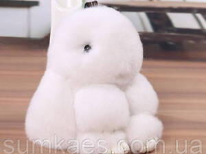 Меховой кролик брелок на сумку рюкзак, мягкая игрушка заяц Белый