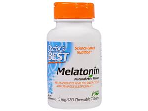 Мелатонин 5 мг Doctor's Best мятный вкус 120 жевательных таблеток (DRB00407)