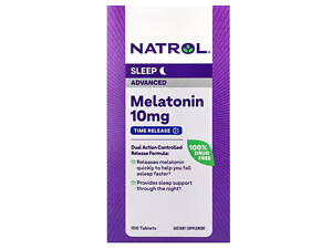Мелатонин, Melatonin Advanced Sleep, Natrol, медленное высвобождение, 10 мг, 100 таблеток