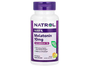 Мелатонин, Melatonin, Natrol, быстрорастворимый, максимальная сила, цитрусовый, 10 мг, 60 таблеток для