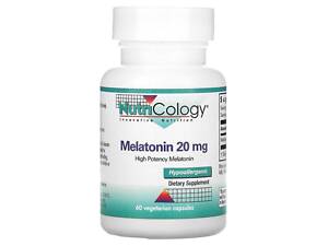 Мелатонін, Melatonin, Nutricology, 20 мг, 60 капсул