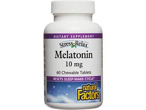 Мелатонин Natural Factors Stress-Relax, Melatonin, 10 mg, 60 Chewable Tablets