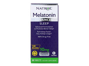 Мелатонин Медленного Высвобождения 10 мг, Melatonin Advanced Sleep, Natrol, 60 таблеток