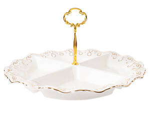 Менажница фарфоровая на 4 отдела с ручкой Lefard 30 см 946-021