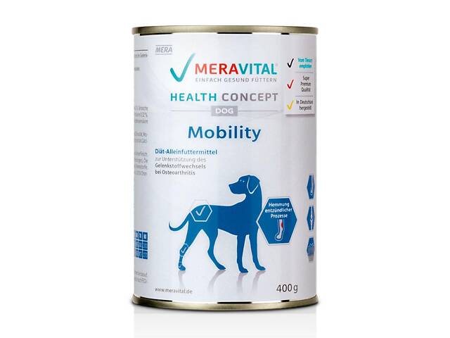 Mera Vital MVH Mobility 12 шт по 400 г (Мера Витал Мобилити) корм для собак для опорно-двигательного аппарата - Фото 1