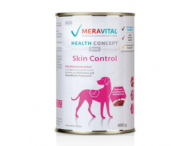 Mera Vital MVH Skin Control 12 шт по 400 г (Мера Витал Скин Контрол) корм для собак при дерматозе 12 шт по 400 г - Фото 1