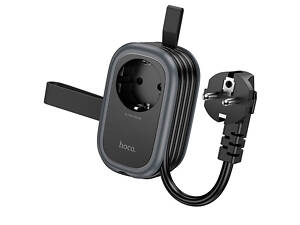Мережевий фільтр HOCO NS6 на 1 розетку + 2 USB + USB-C, 30W, кабель 1.1м, 220В, Black, Box