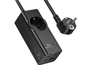 Мережевий подовжувач HOCO NS9 Wisdom 1-position (PD67W/3C1A) desktop socket (EU/GER) Black