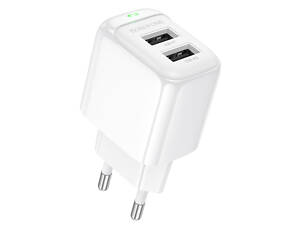 Мережевий зарядний пристрій BOROFONE BAS41A Potential dual-port charger White