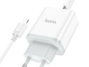 Мережевий зарядний пристрій з кабелем HOCO C104A Stage single port PD20W charger set (C to iP)(EU) White