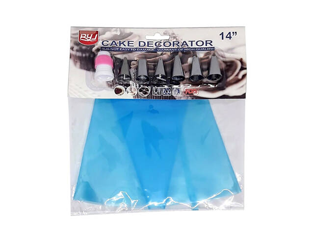 Мішок великий силіконовий багаторазовий кондитерський з 6 насадками 35х21 см - Фото 5