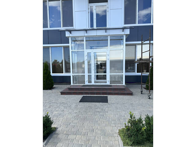 Металический сборный навес (козырек) над дверью Dash'Ok 4,05x1 м Hi-tech, тем-серый, мон 4 мм, прозр - Фото 7