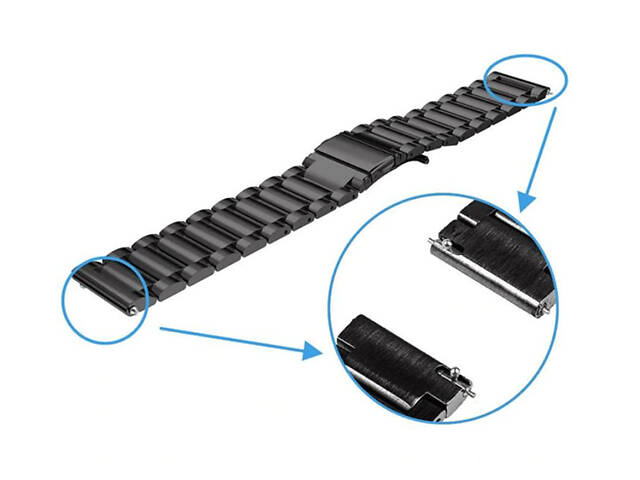 Металлический ремешок Primo для часов Samsung Galaxy Watch Active (SM-R500) / Active 2 (SM-R820/R830) - Black - Фото 4