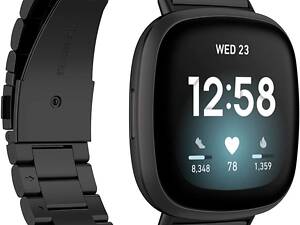 Металевий ремінець Primolux для годинника Fitbit Versa 4 / Fitbit Sense 2 - Black