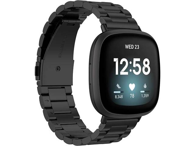 Металлический ремешок Primolux для часов Fitbit Versa 4 / Fitbit Sense 2 - Black - Фото 1