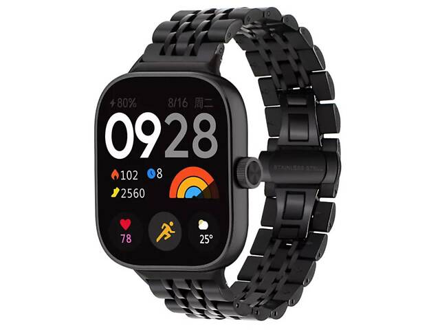 Металевий ремінець Primolux Steel Link для годинника Xiaomi Redmi Watch 4 / Xiaomi Mi Band 8 Pro - Black - Фото 3