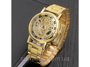 Металевий чоловічий годинник із відкритим механізмом