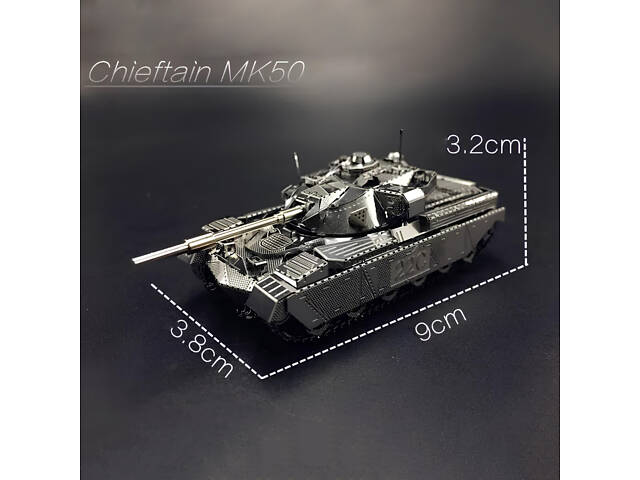 Металевий конструктор Танк Chieftain MK50 1:100. Металева збірна 3D модель танка. 3D пазл Танк Chieftain MK50 - Фото 3