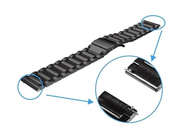 Металевий ремінець Primo для годинника Amazfit Bip 5 / Bip 6 - Black - Фото 4