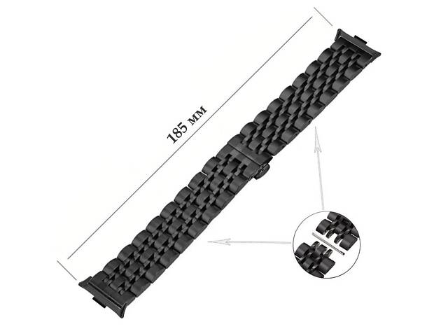 Металевий ремінець Primolux Steel Link для годинника Xiaomi Redmi Watch 5 / Xiaomi Smart Band 9 Pro - Black - Фото 6