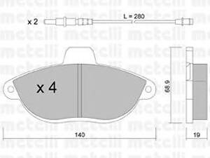 Metelli 22-0105-0. Комплект гальмівних колодок (дискових)