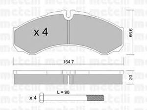 Metelli 22-0212-0. Комплект гальмівних колодок (дискових)