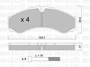 Metelli 22-0212-3. Комплект гальмівних колодок (дискових)