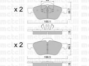 Metelli 22-0335-1. Комплект тормозных колодок (дисковых)