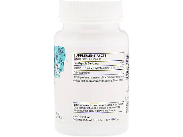 Метилкобаламін Thorne Research Methylcobalamin 1000 мкг 60 капсул (THR12502) - Фото 2