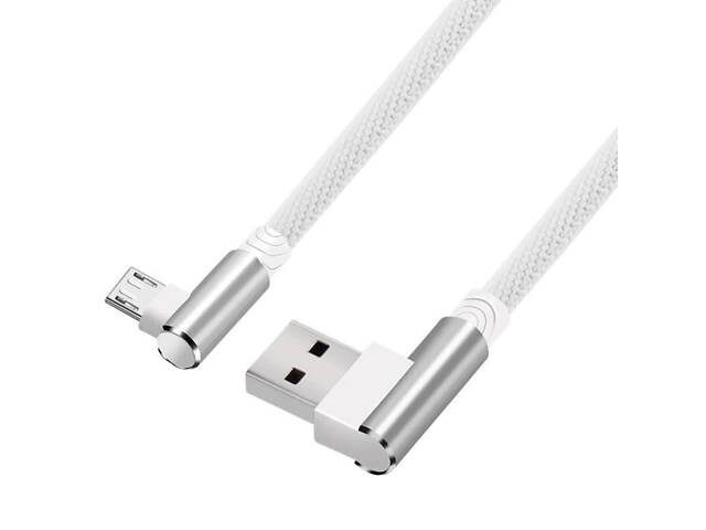 Micro usb кабель c Г-образными разъёмами - 3 метра, белый - Фото 2