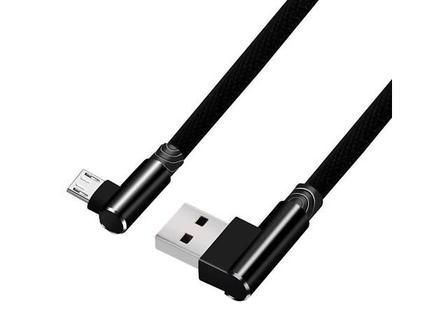 Micro usb кабель з Г-подібними роз'ємами - 3 метри, чорний - Фото 2