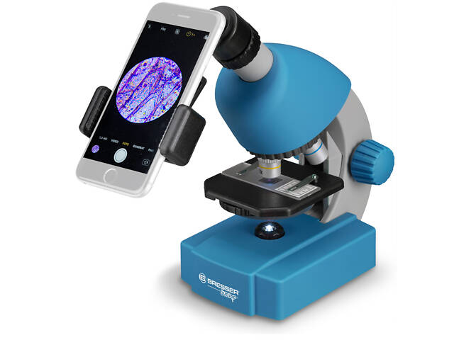Мікроскоп Bresser Junior 40x-640x Blue з набором для дослідів та адаптером для смартфона (8851300WXH000) - Фото 2