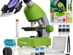 Мікроскоп Bresser Junior 40x-640x Green з набором для дослідів і адаптером для смартфона (8851300B4K000)