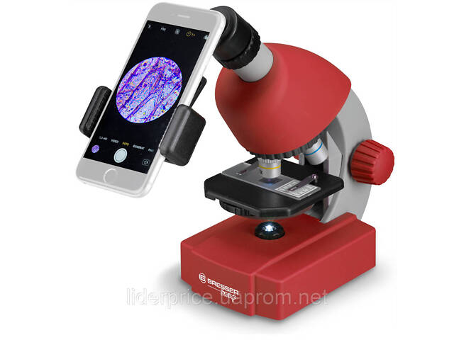 Мікроскоп Bresser Junior 40x-640x Red з набором та адаптером для смартфона (8851300E8G000), оригінал! - Фото 2